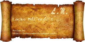 Lacko Ménrót névjegykártya